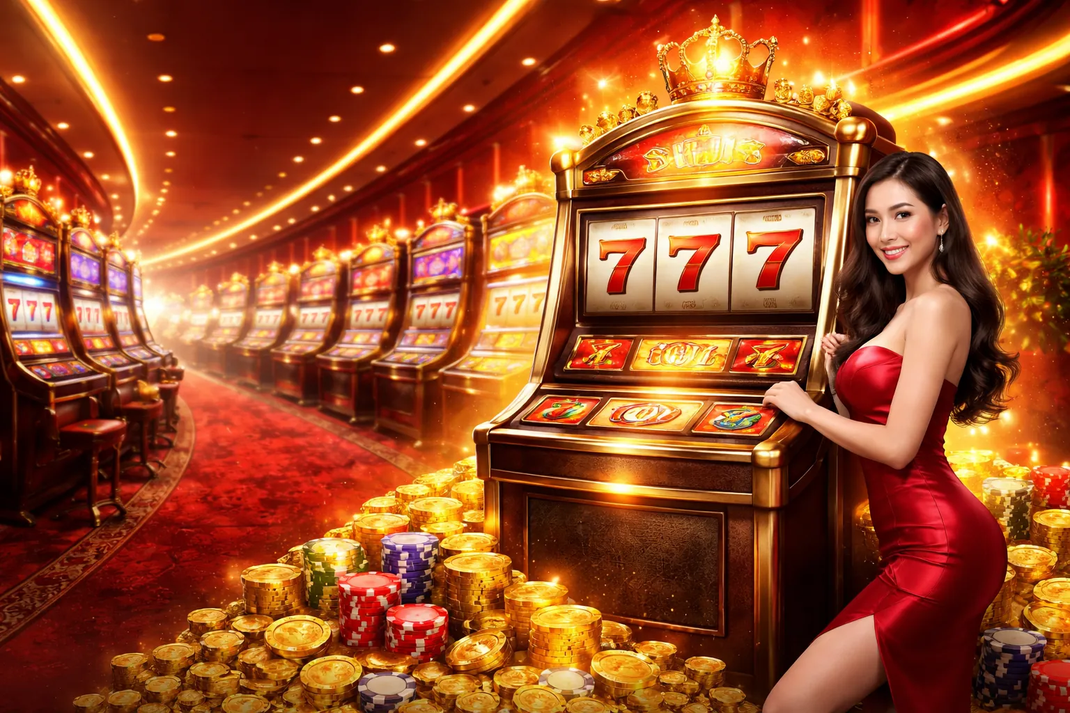Hình ảnh chính trò chơi xèng ga65 casino với các biểu tượng may mắn và tiền thưởng lớn